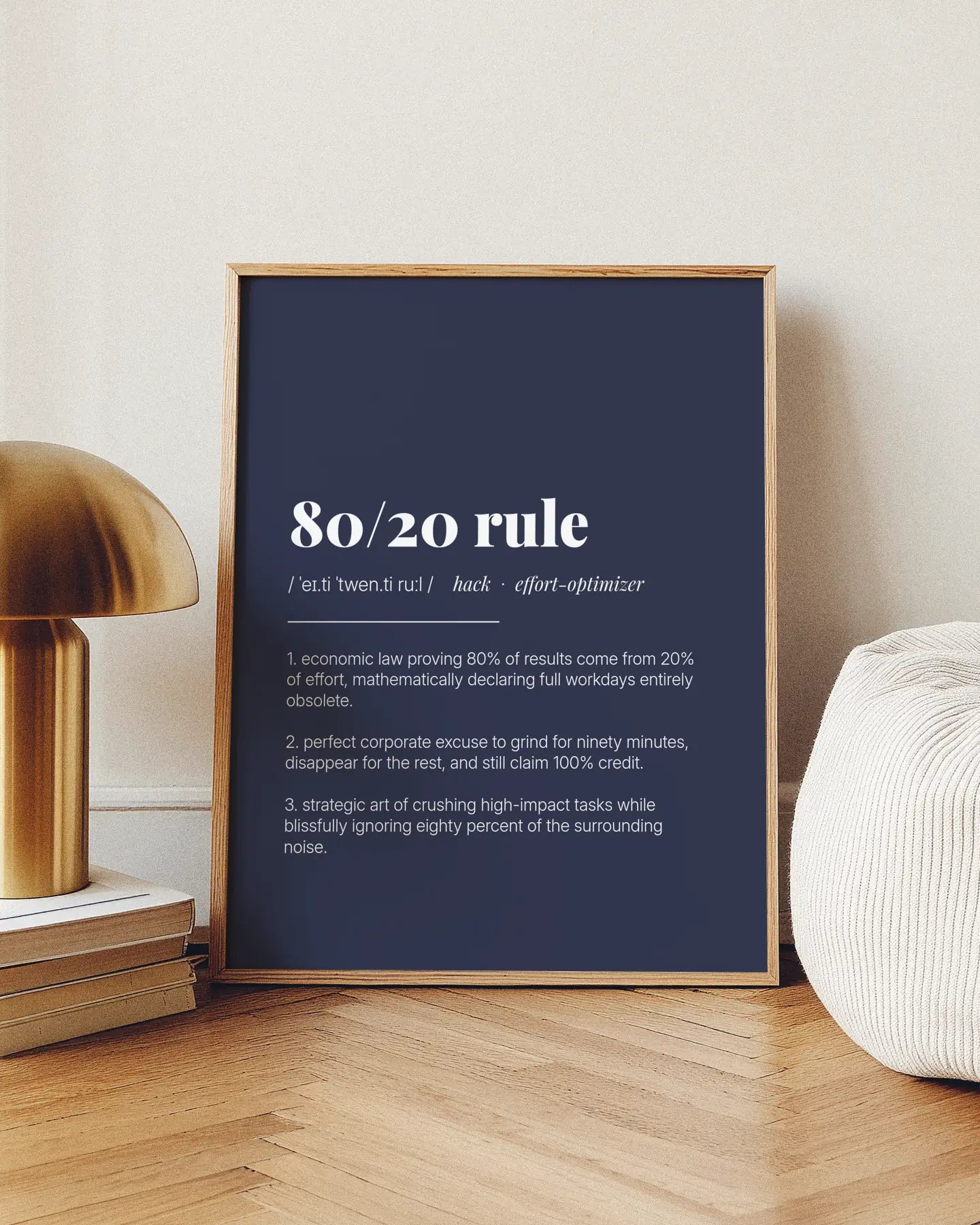 Definition Poster of 80/20 Rule on Deep Navy background