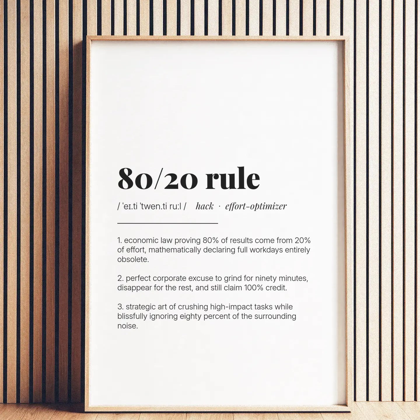 Definition Poster of 80/20 Rule on Gallery White background