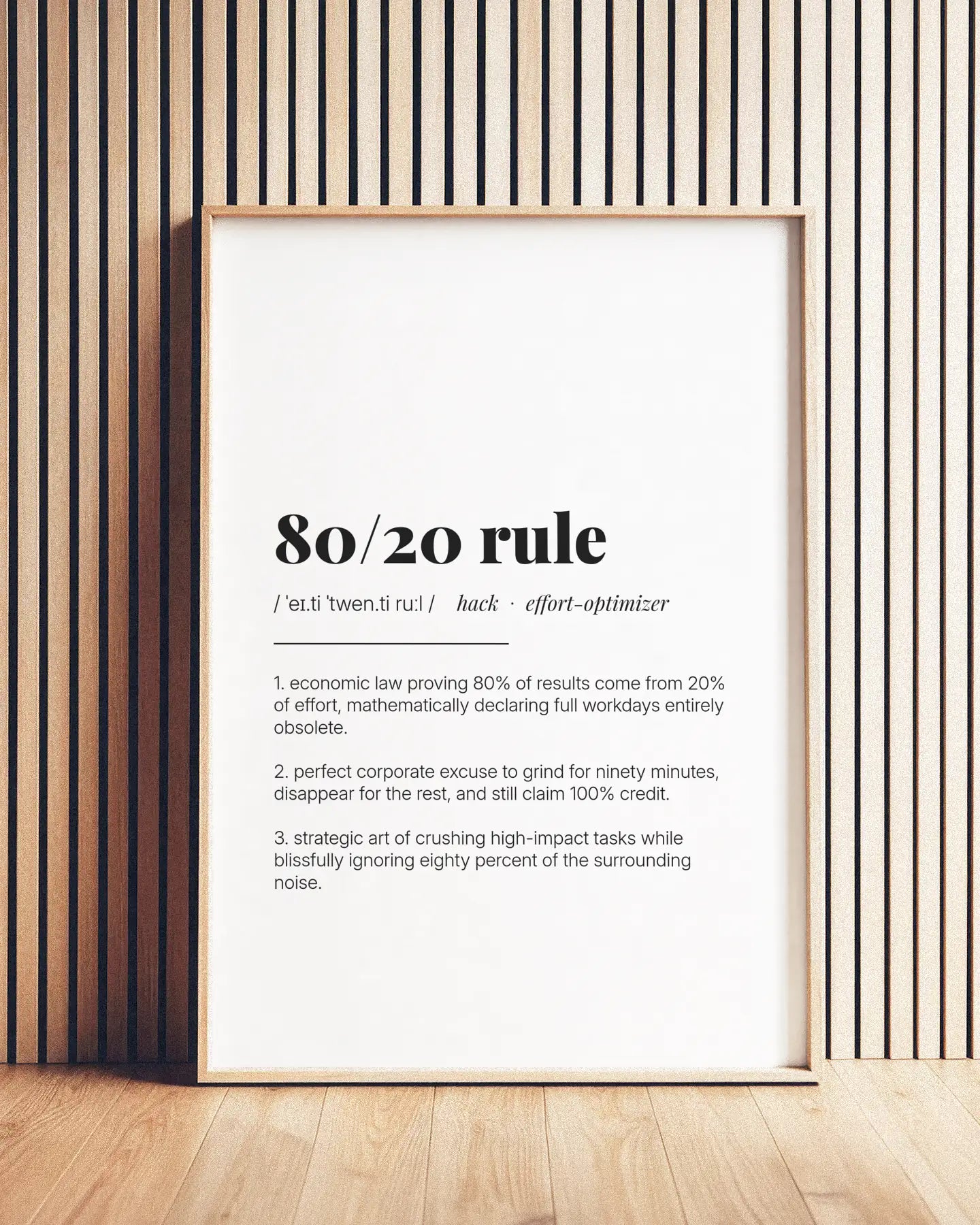 Definition Poster of 80/20 Rule on Gallery White background