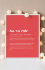 Definition Poster of 80/20 Rule on Strawberry background