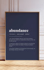 Definition Poster of Abundance on Deep Navy background
