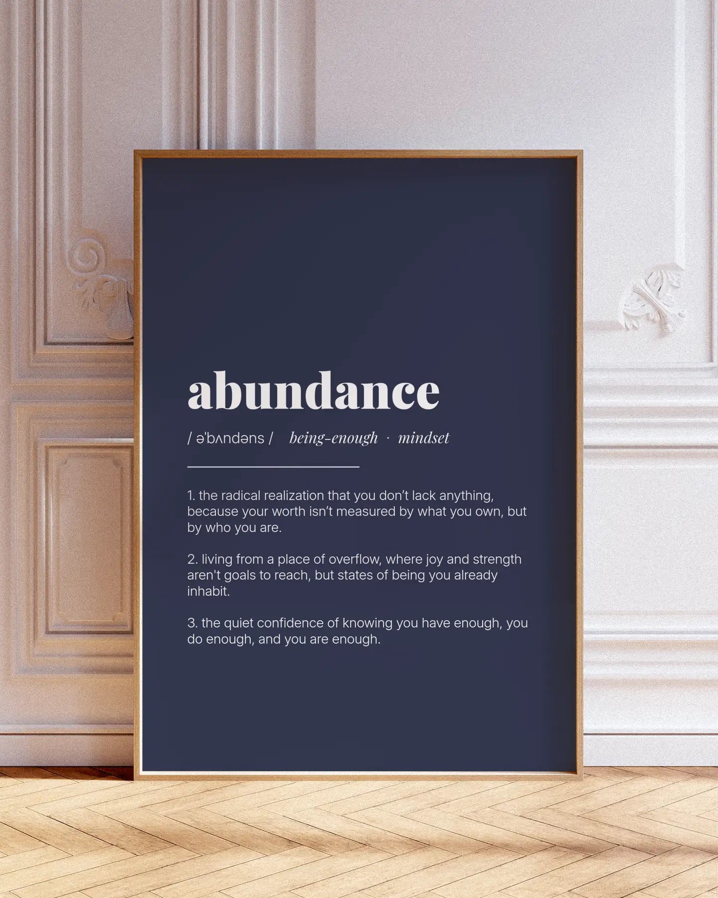 Definition Poster of Abundance on Deep Navy background