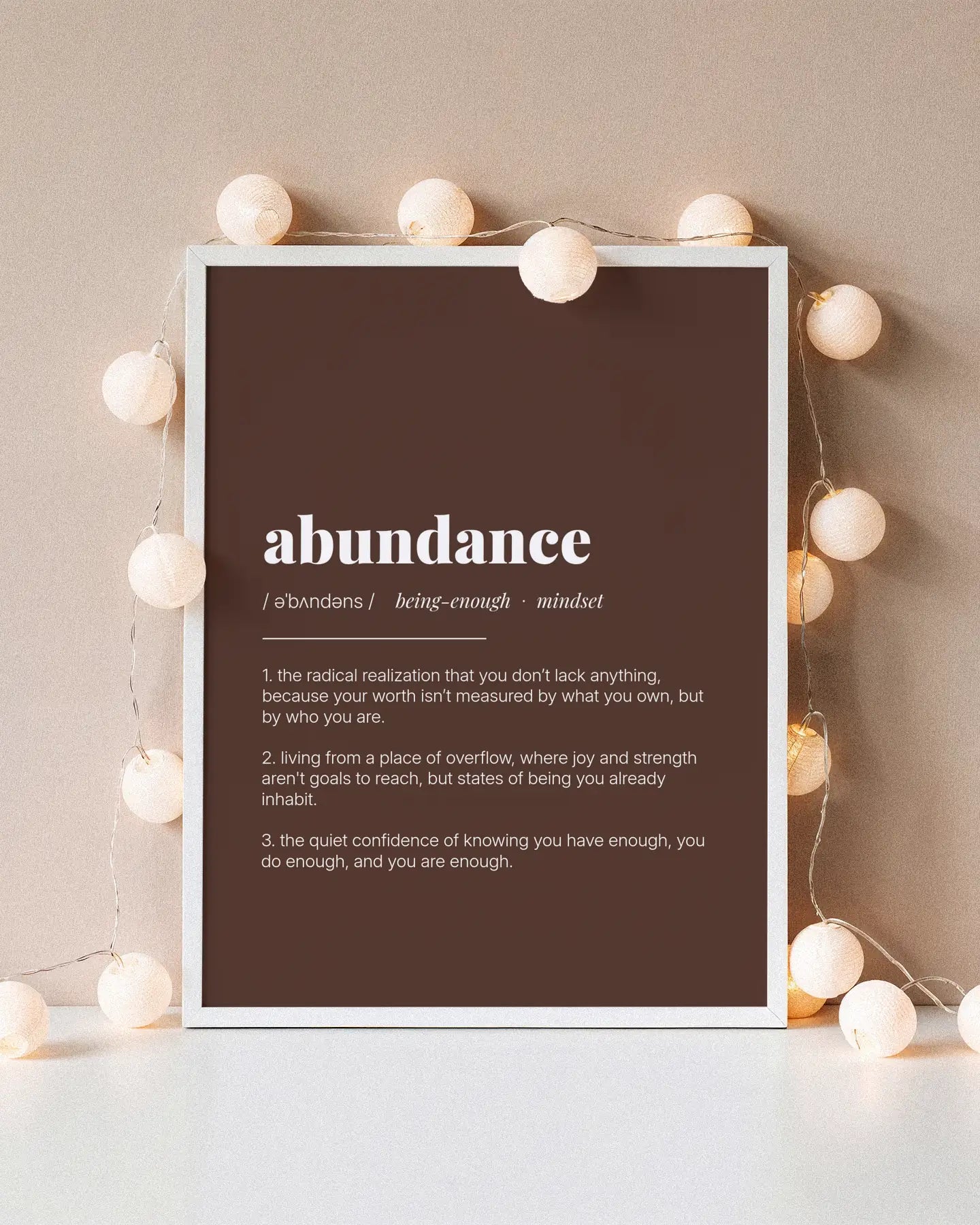 Definition Poster of Abundance on Espresso background