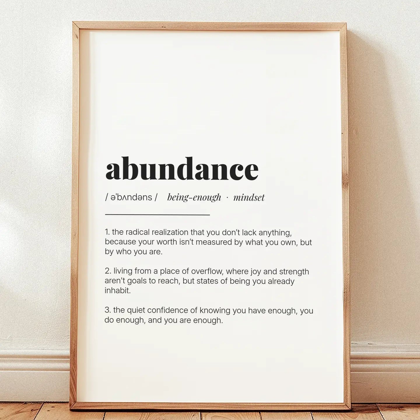 Definition Poster of Abundance on Gallery White background