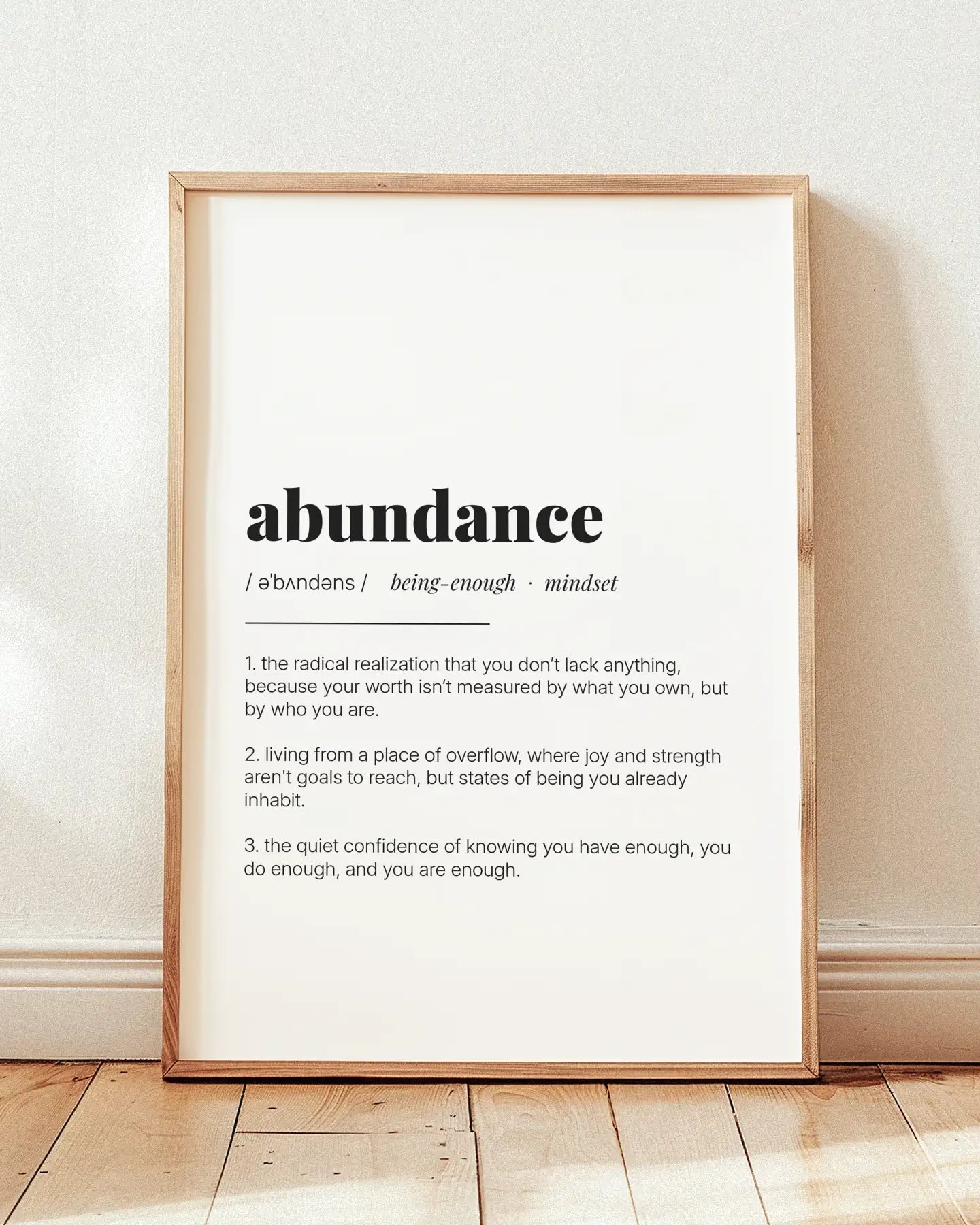 Definition Poster of Abundance on Gallery White background