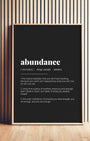 Definition Poster of Abundance on Midnight Ink background
