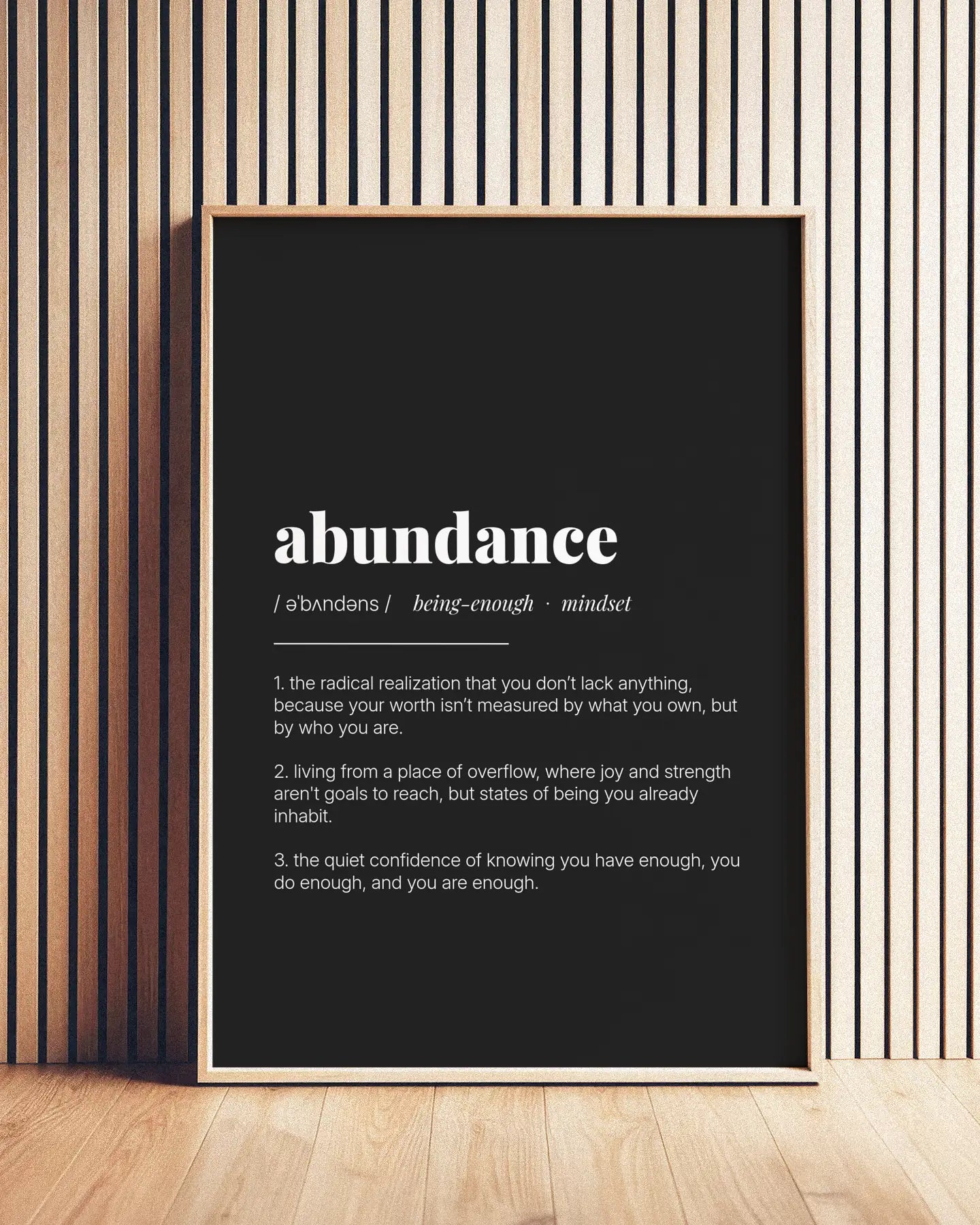 Definition Poster of Abundance on Midnight Ink background