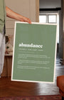 Definition Poster of Abundance on Sage Green background