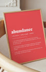 Definition Poster of Abundance on Strawberry background