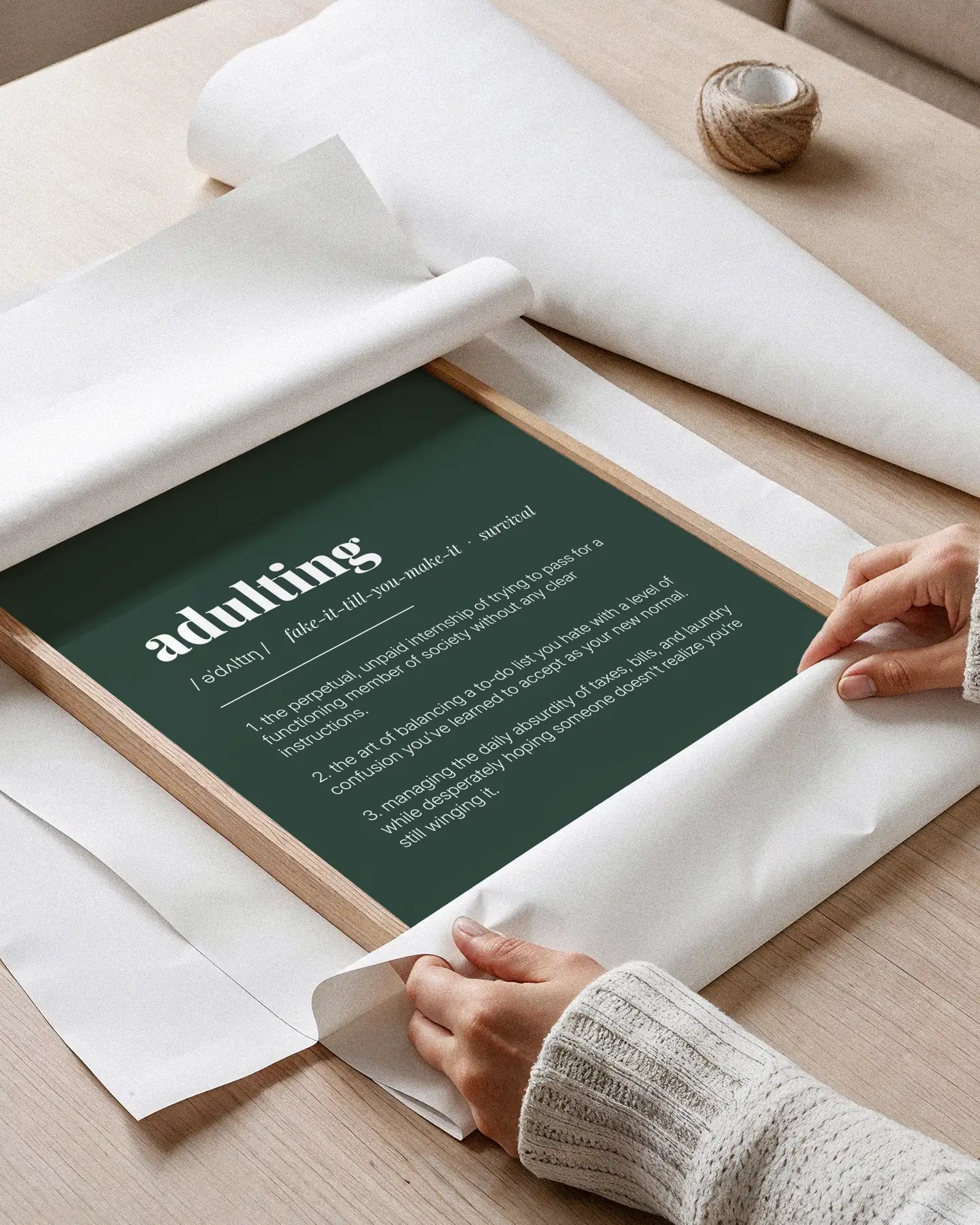 Definition Poster of Adulting on Emerald background