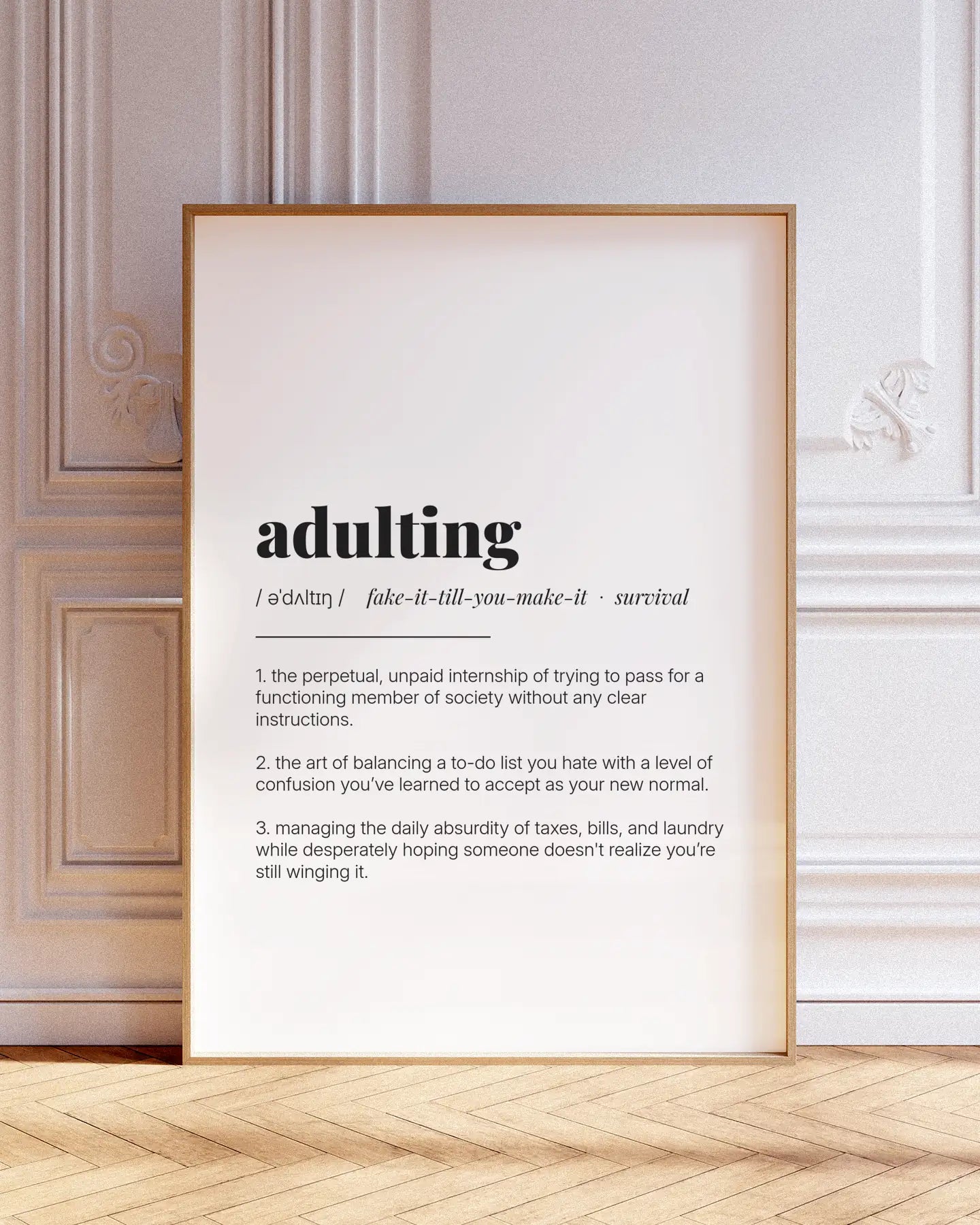 Definition Poster of Adulting on Gallery White background