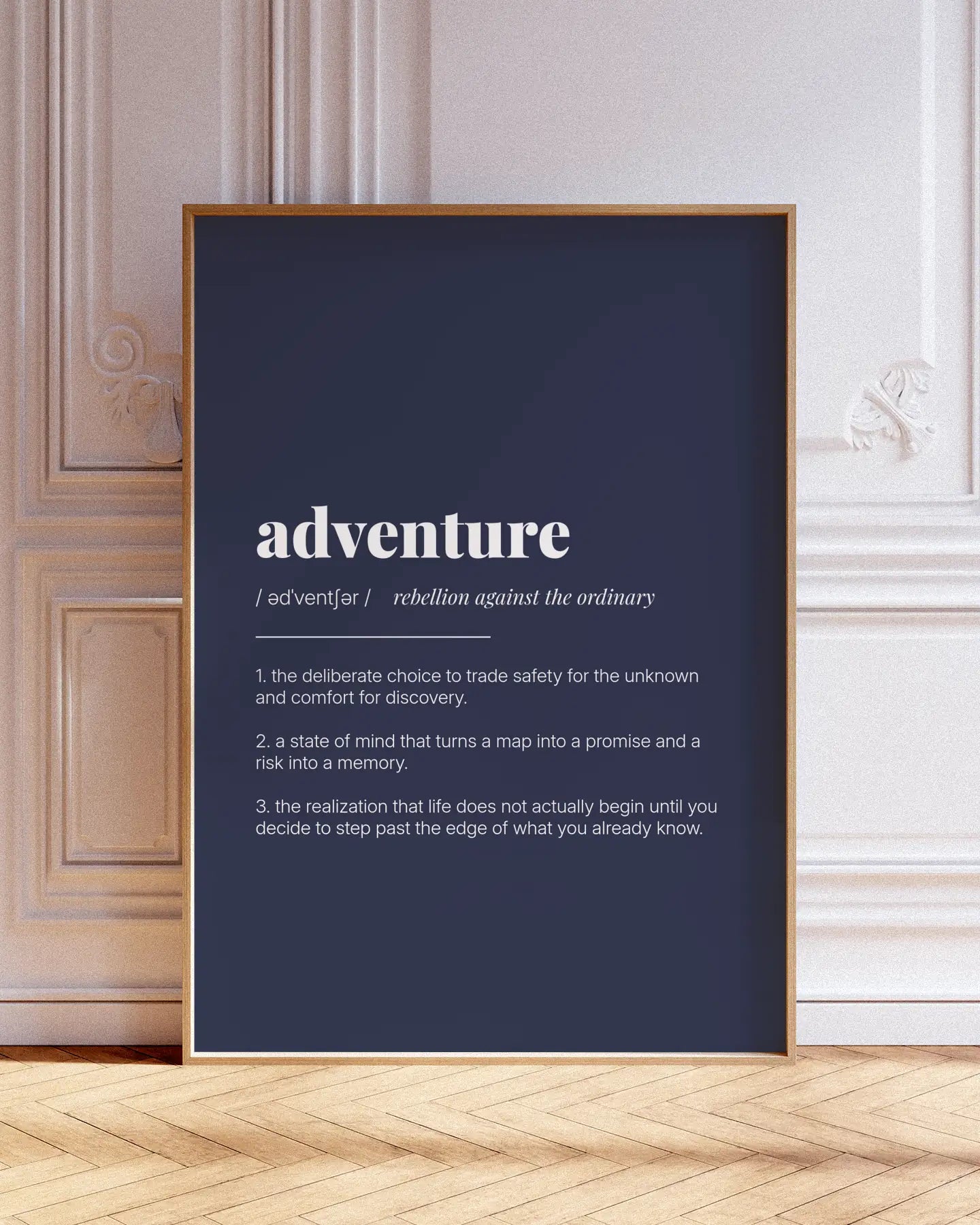 Definition Poster of Adventure on Deep Navy background