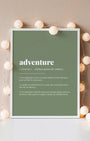Definition Poster of Adventure on Sage Green background