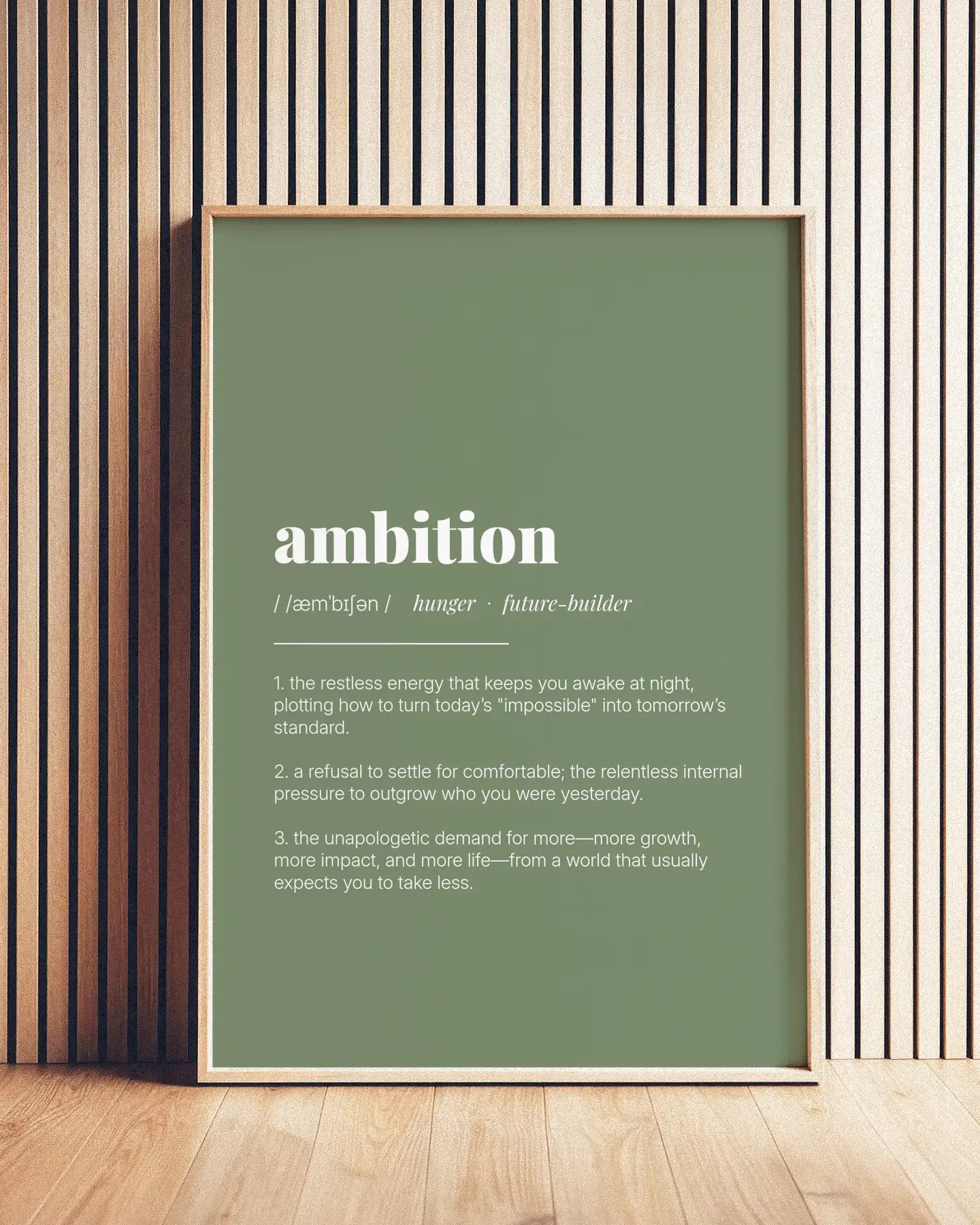 Definition Poster of Ambition on Sage Green background