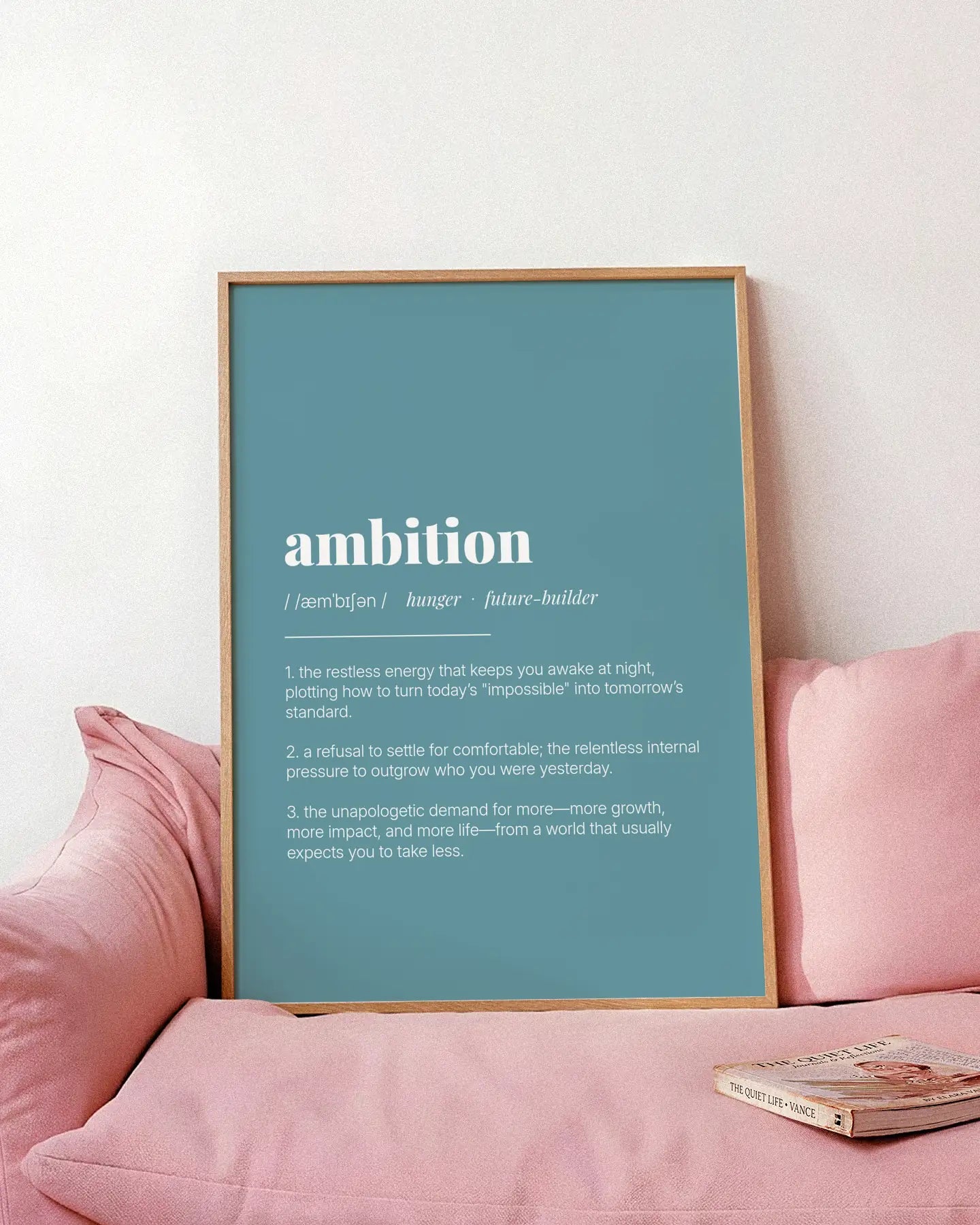 Definition Poster of Ambition on Sea Glass background
