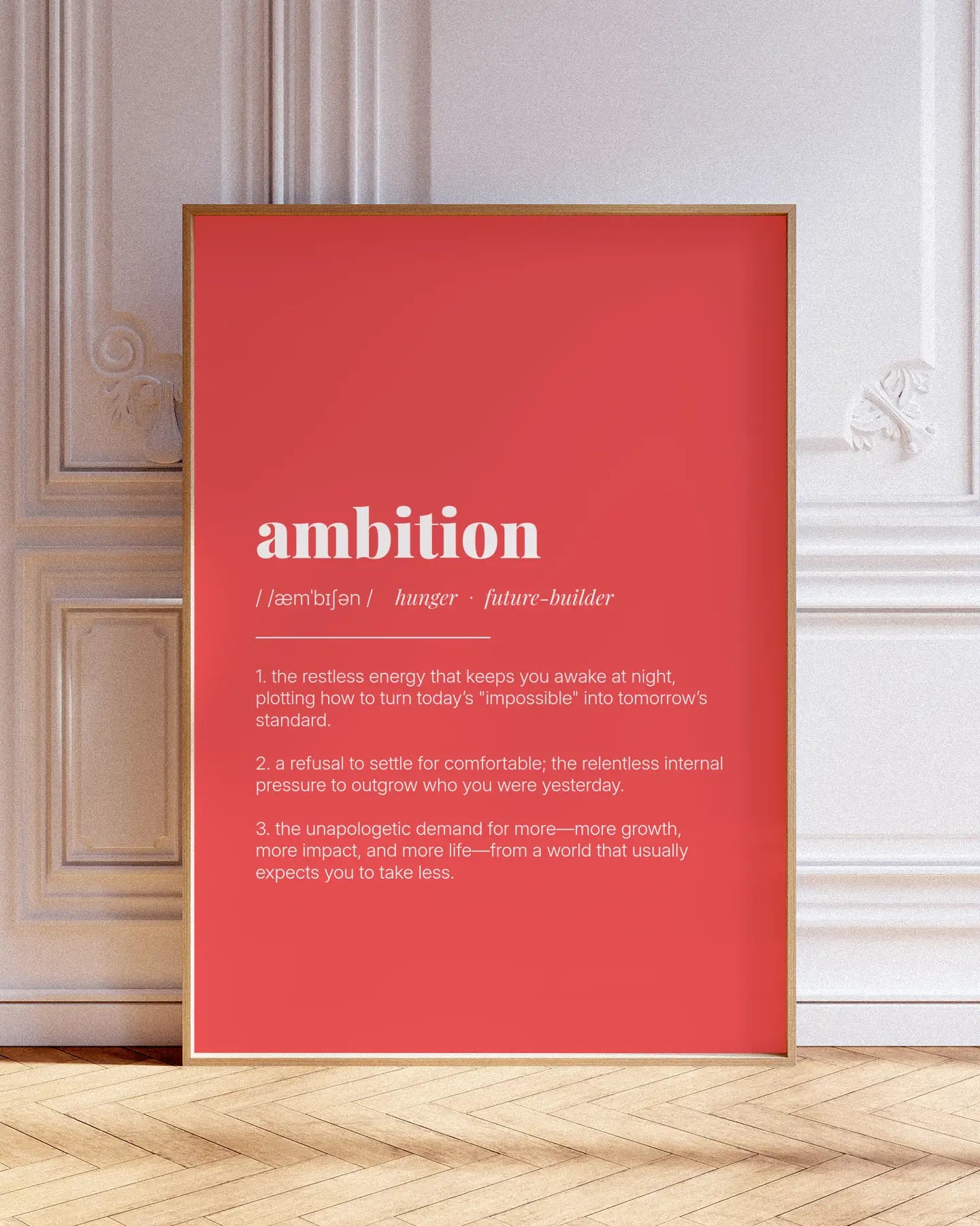 Definition Poster of Ambition on Strawberry background
