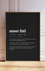 Definition Poster of Amor Fati on Midnight Ink background