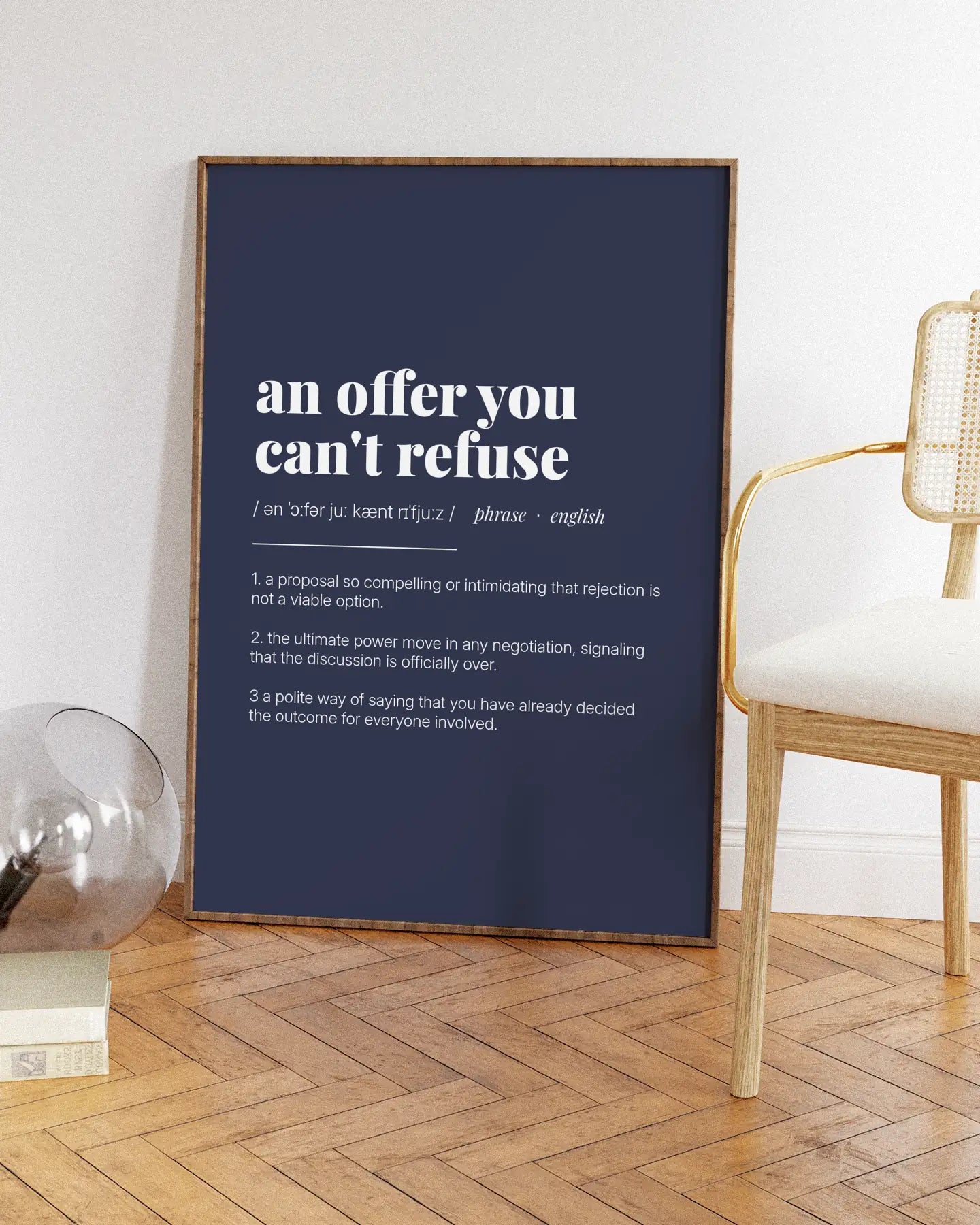 Definition Poster of An offer you<br />can't refuse on Deep Navy background