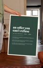 Definition Poster of An offer you<br />can't refuse on Emerald background