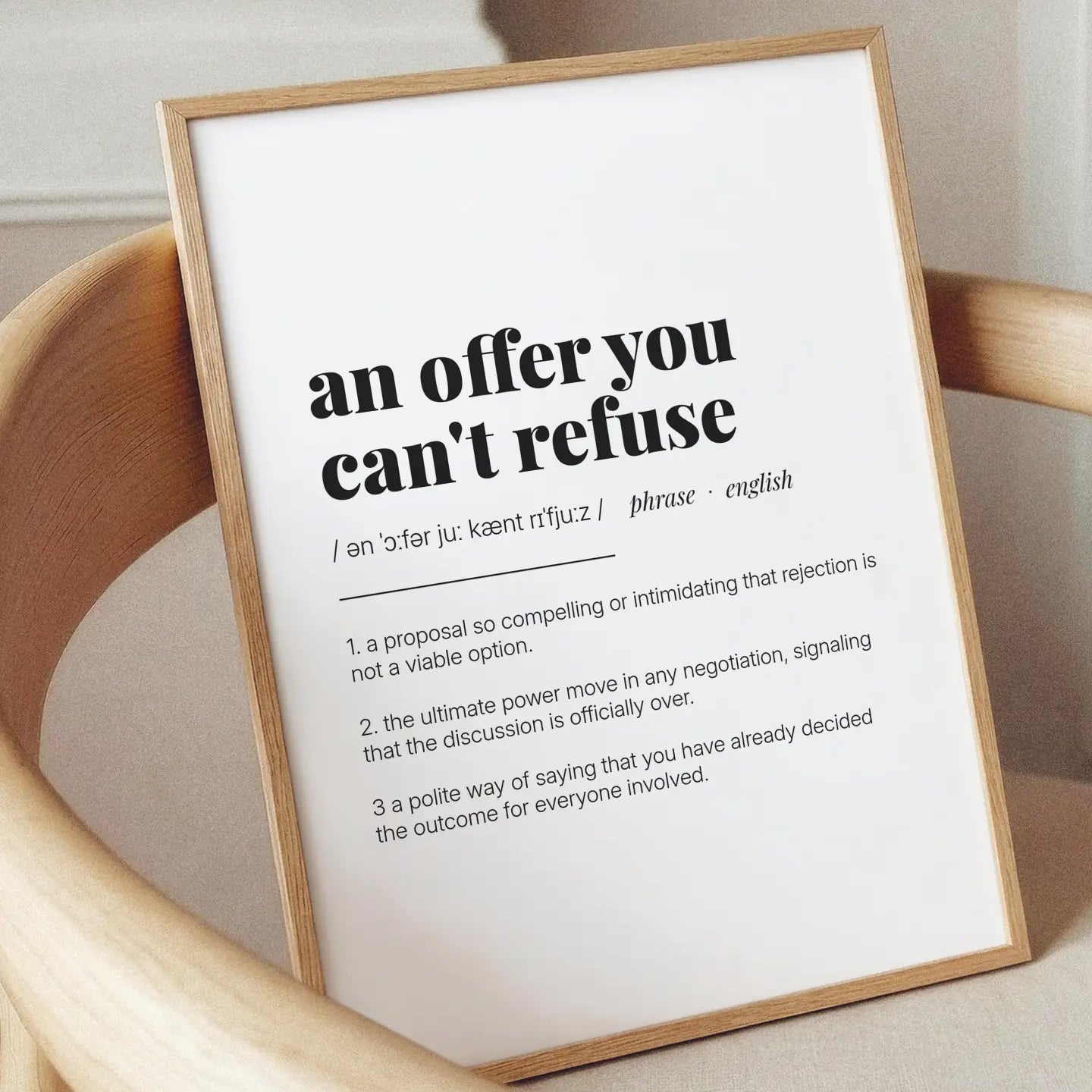 Definition Poster of An offer you<br />can't refuse on Gallery White background