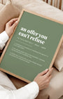 Definition Poster of An offer you<br />can't refuse on Sage Green background