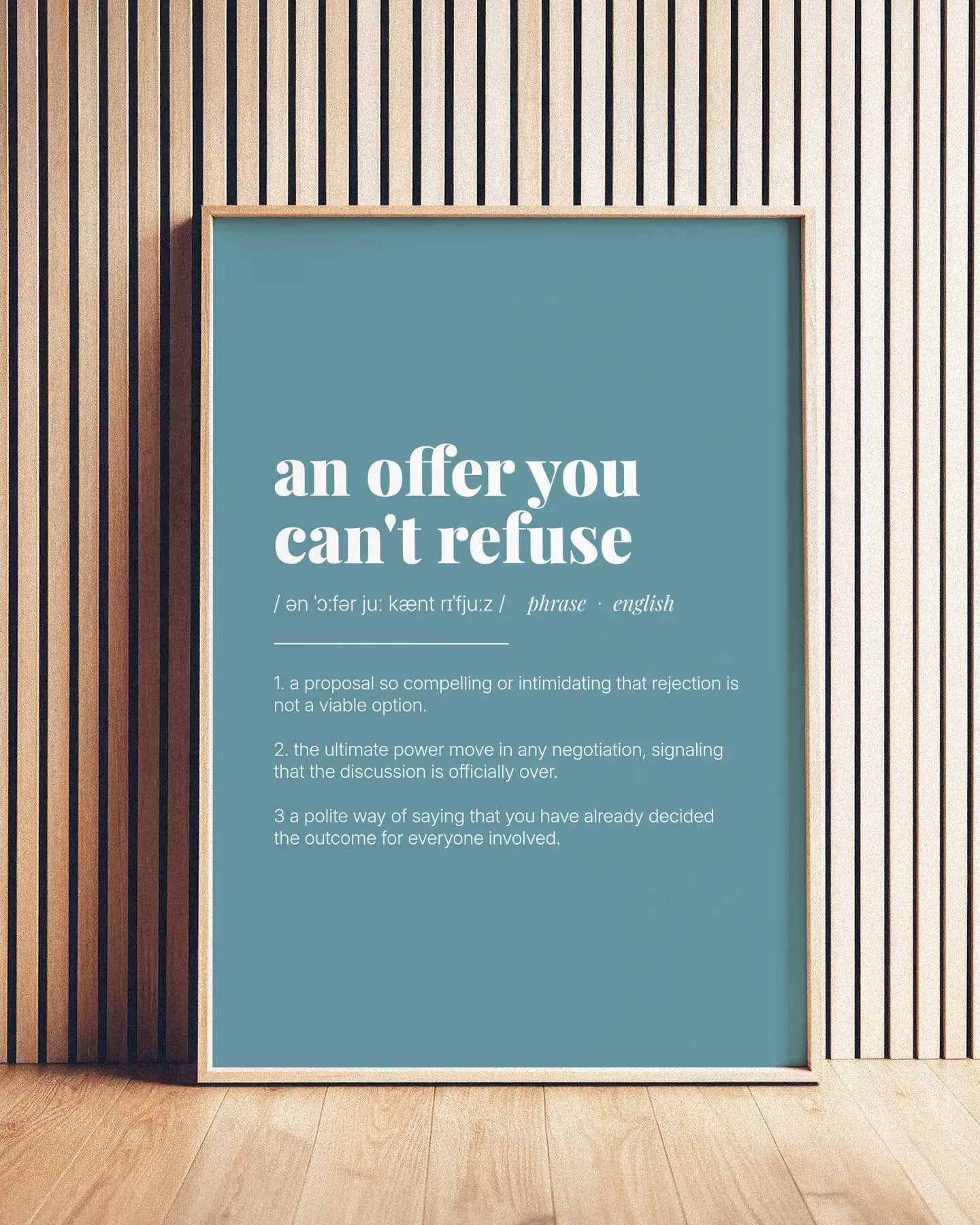 Definition Poster of An offer you<br />can't refuse on Sea Glass background