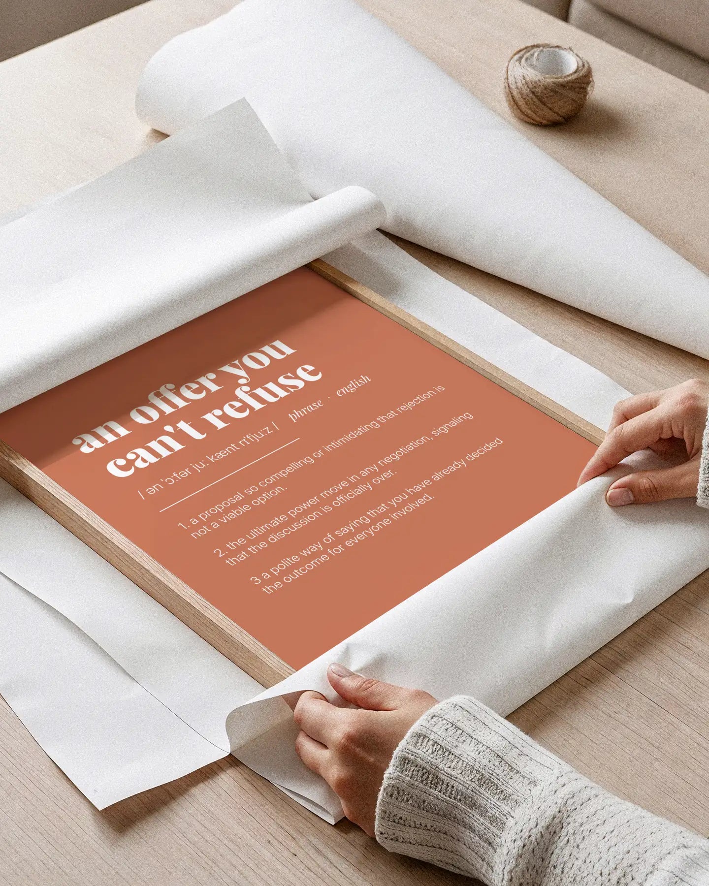 Definition Poster of An offer you<br />can't refuse on Terracotta background