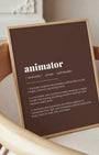 Definition Poster of Animator on Espresso background