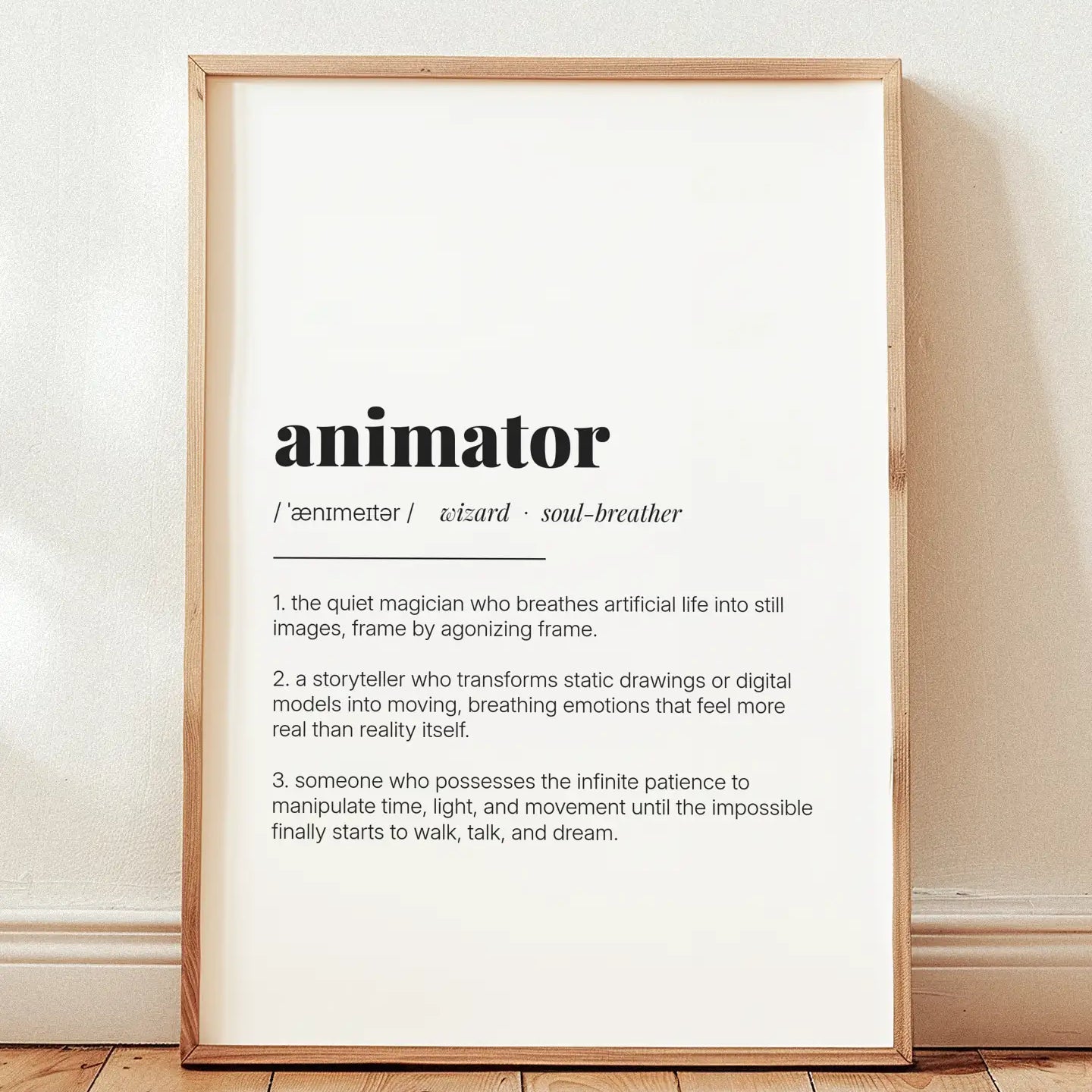 Definition Poster of Animator on Gallery White background