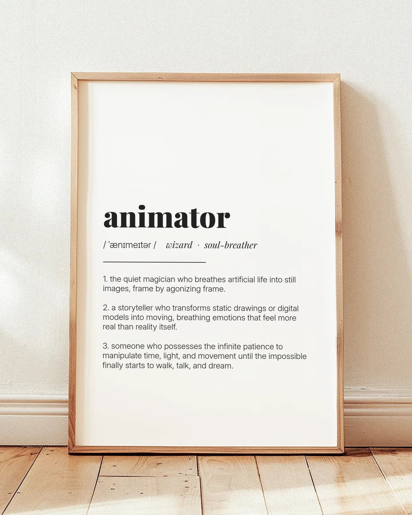 Definition Poster of Animator on Gallery White background