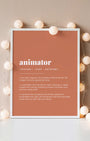 Definition Poster of Animator on Terracotta background