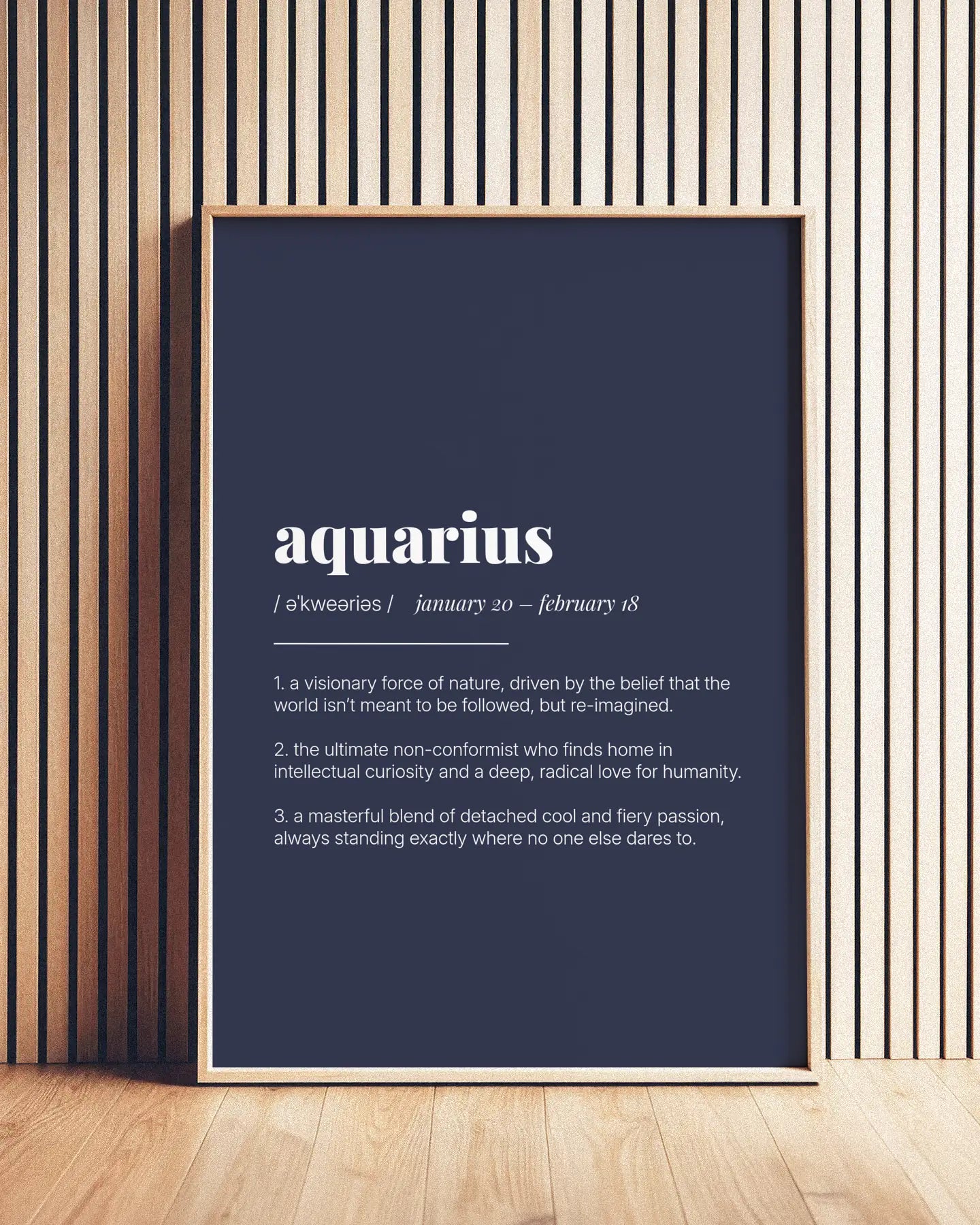 Definition Poster of Aquarius on Deep Navy background