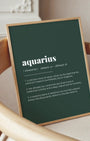 Definition Poster of Aquarius on Emerald background