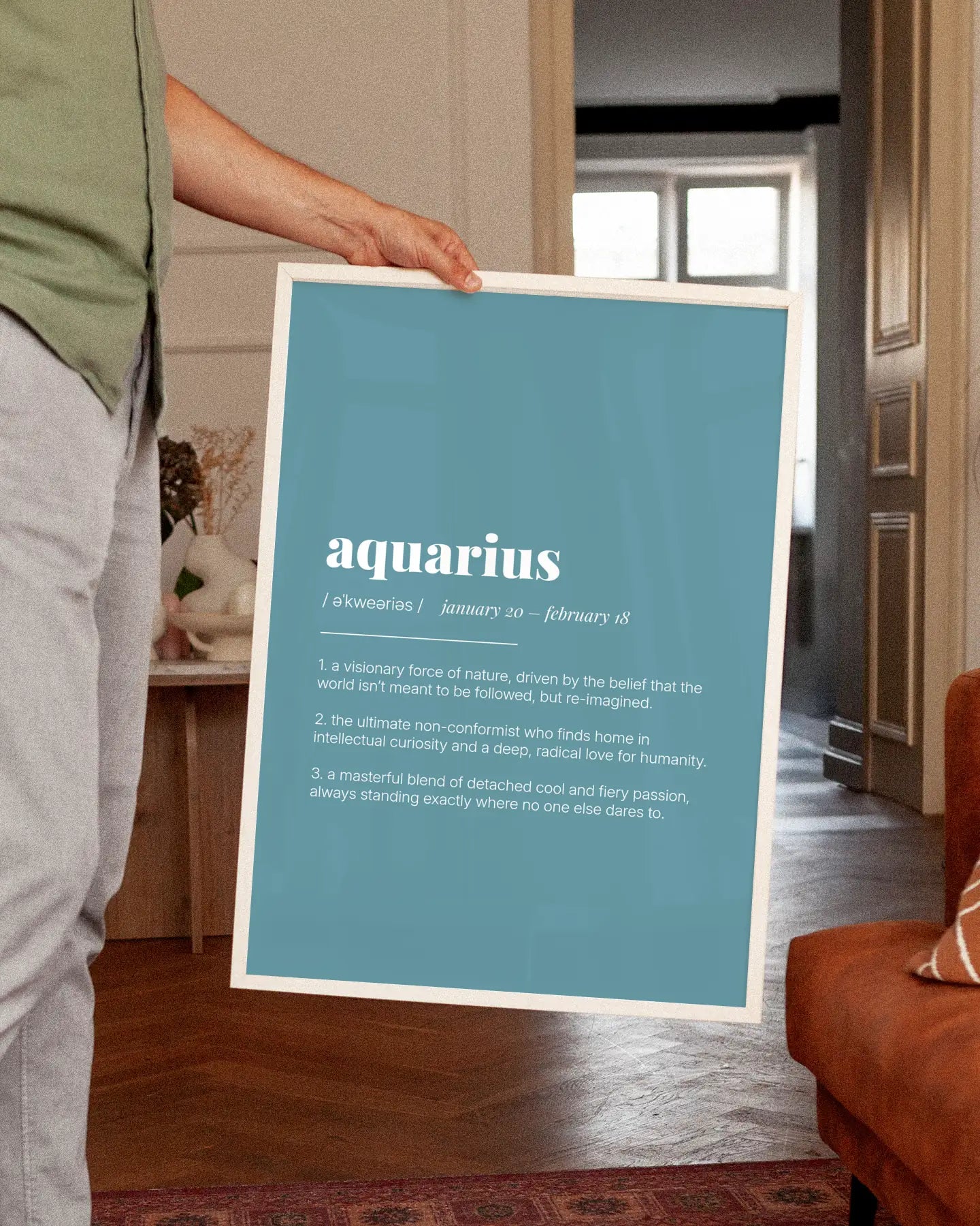 Definition Poster of Aquarius on Sea Glass background