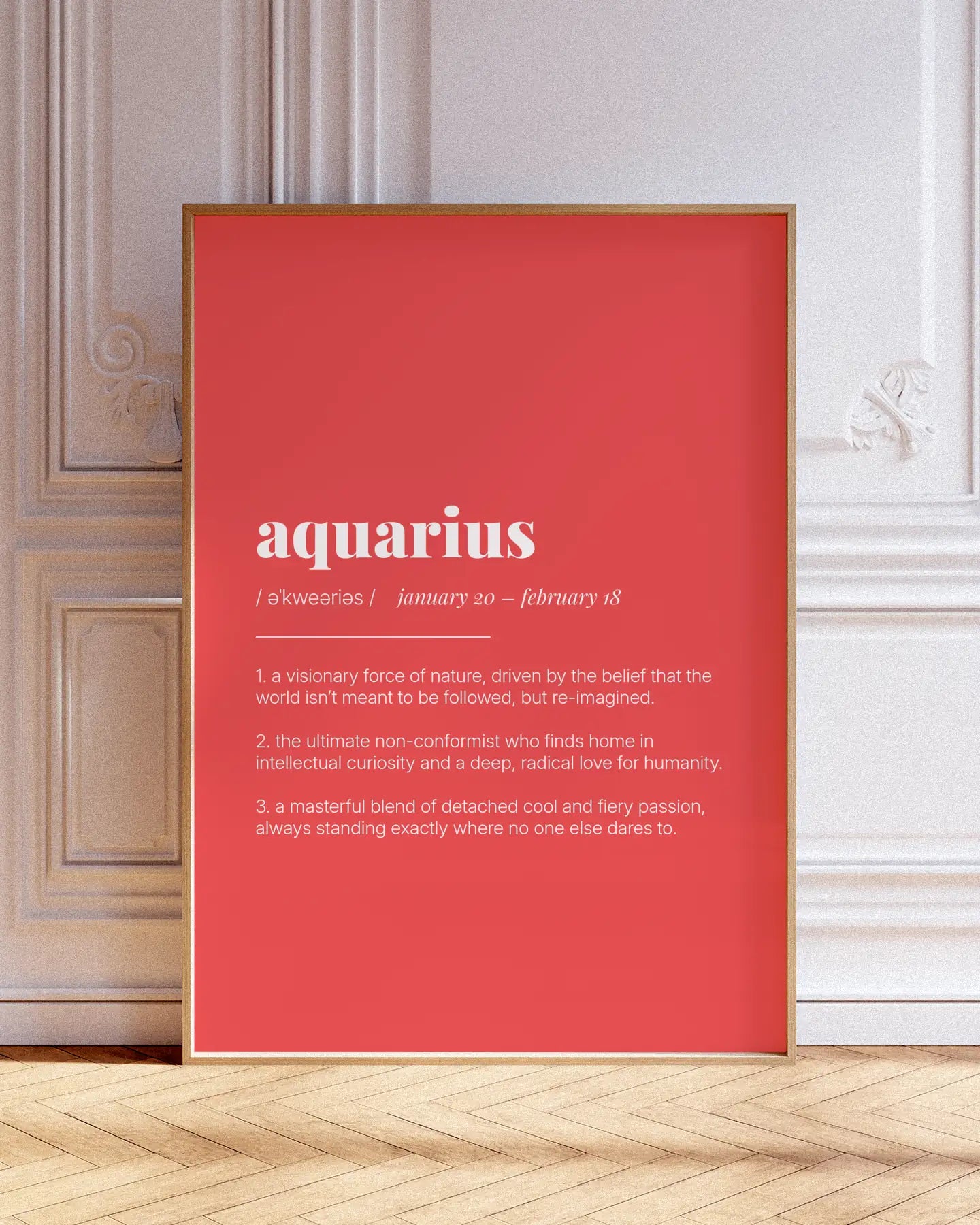 Definition Poster of Aquarius on Strawberry background