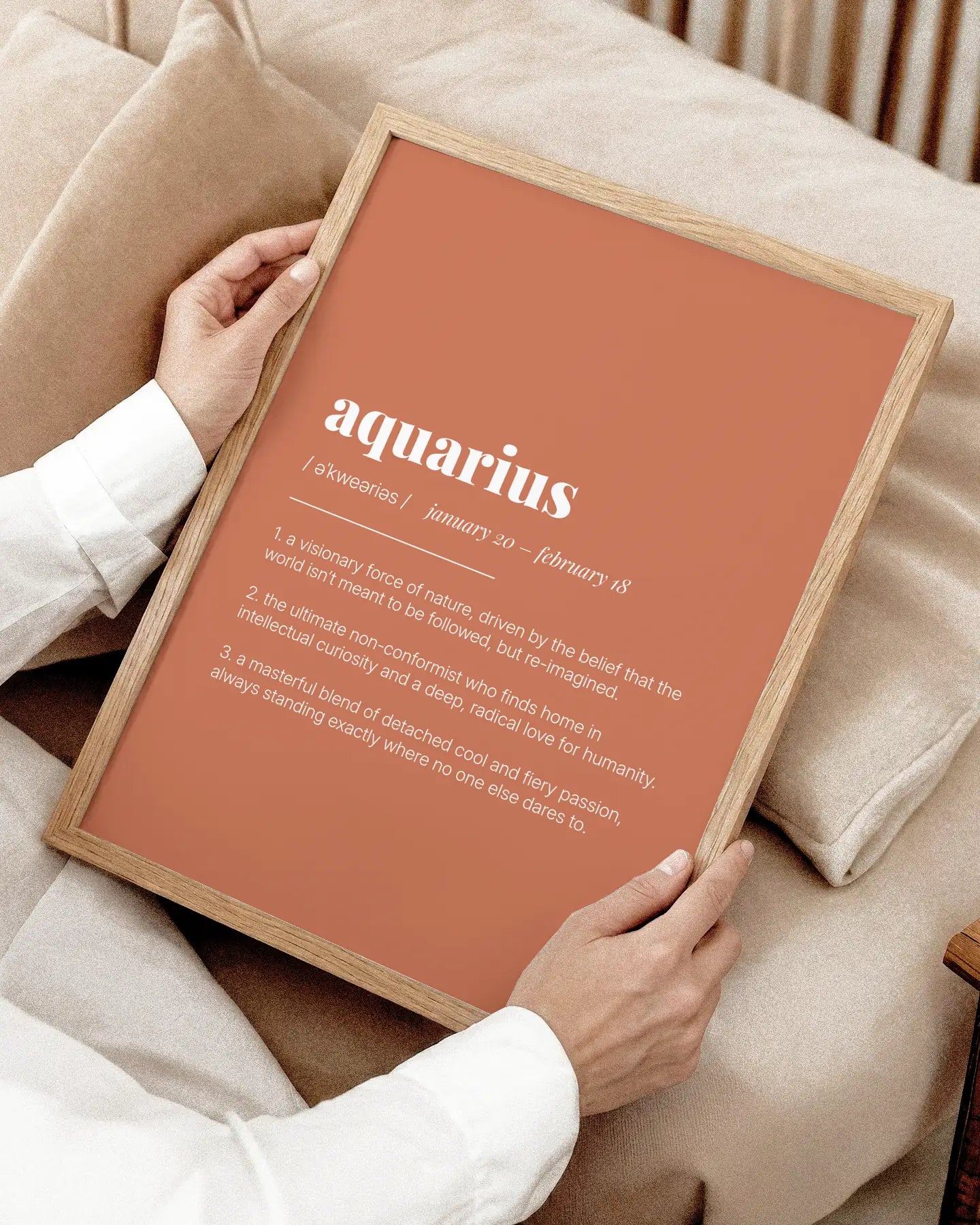 Definition Poster of Aquarius on Terracotta background