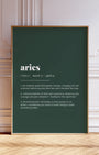 Definition Poster of Aries on Emerald background