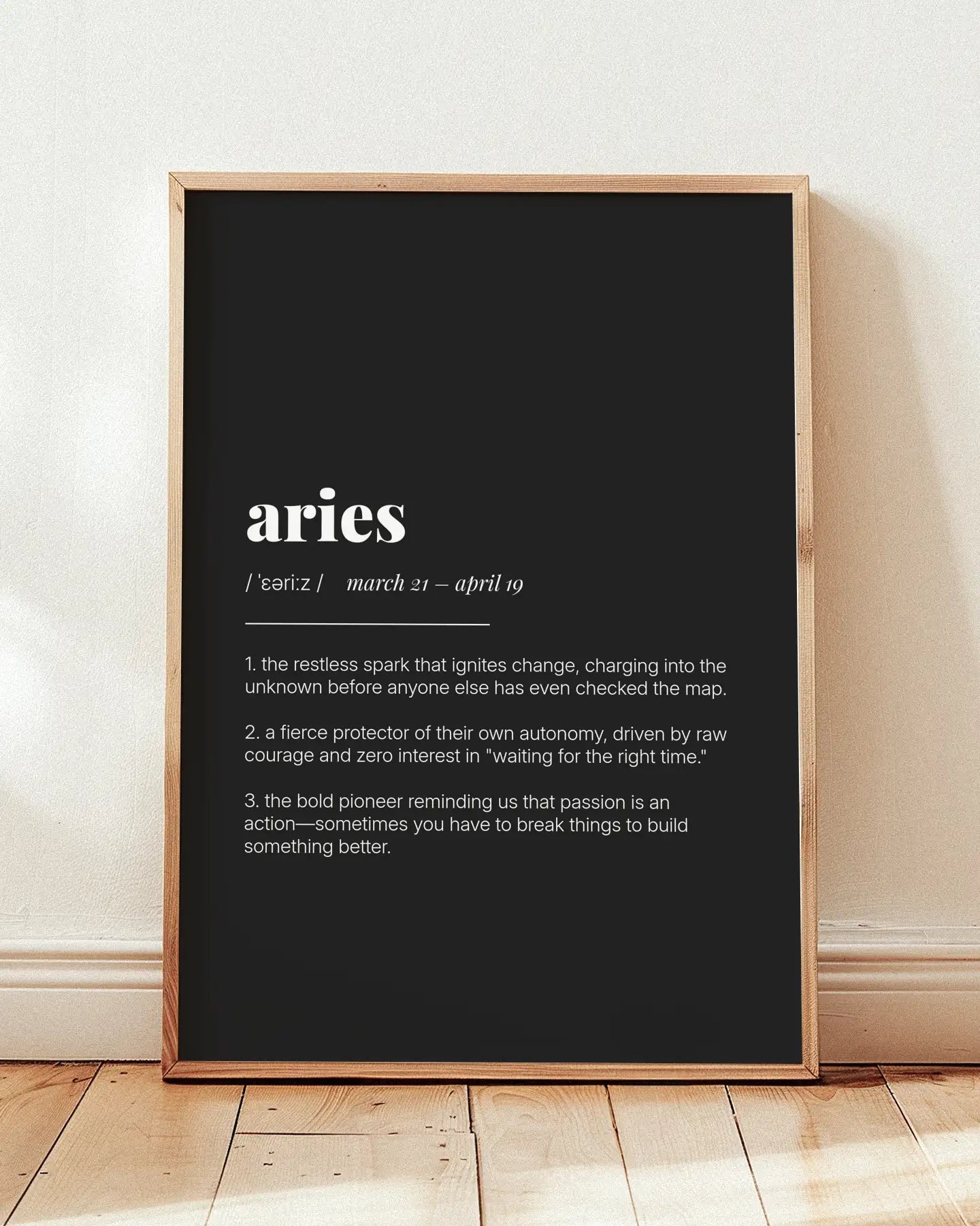 Definition Poster of Aries on Midnight Ink background