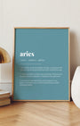 Definition Poster of Aries on Sea Glass background