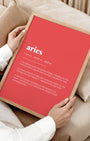 Definition Poster of Aries on Strawberry background