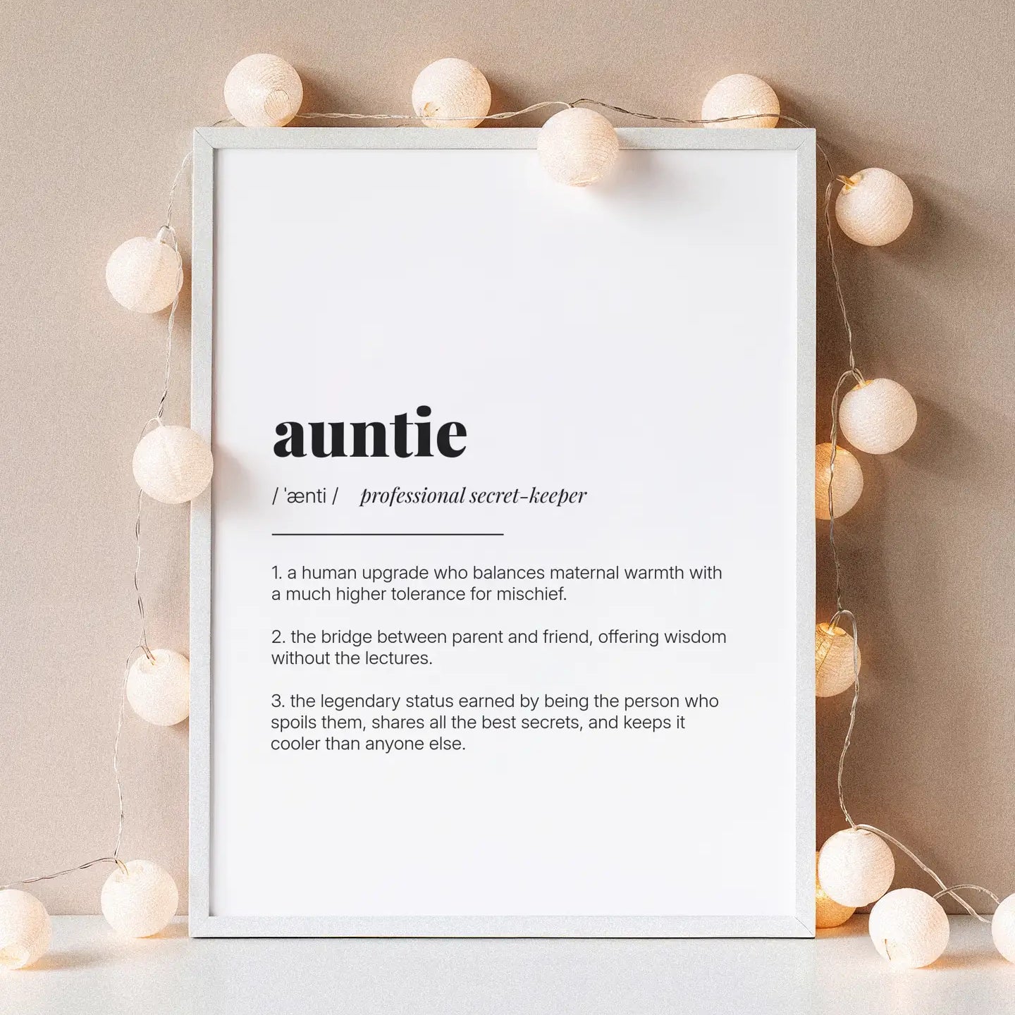 Definition Poster of Auntie on Gallery White background