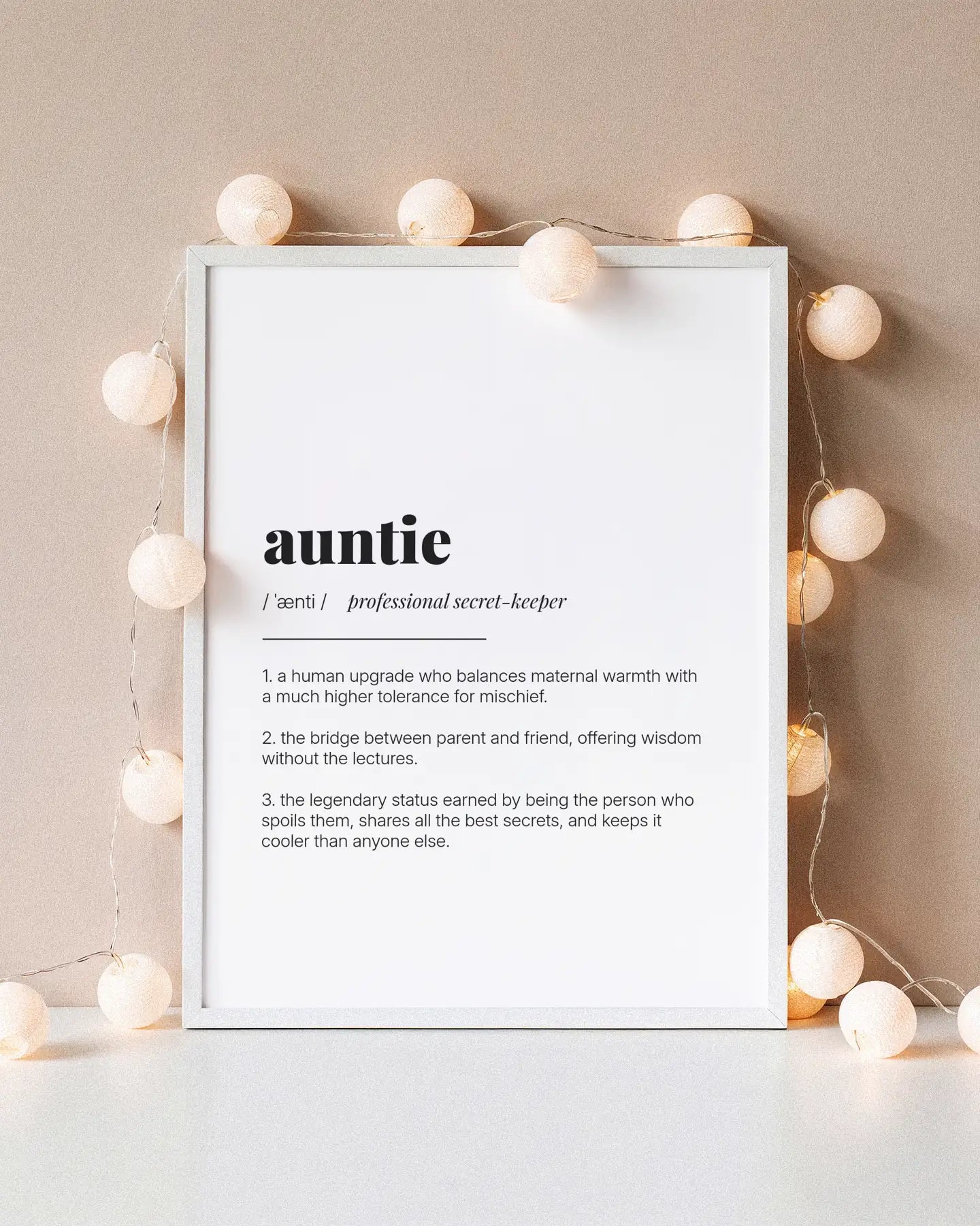 Definition Poster of Auntie on Gallery White background