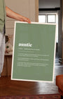 Definition Poster of Auntie on Sage Green background