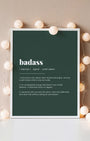 Definition Poster of Badass on Emerald background