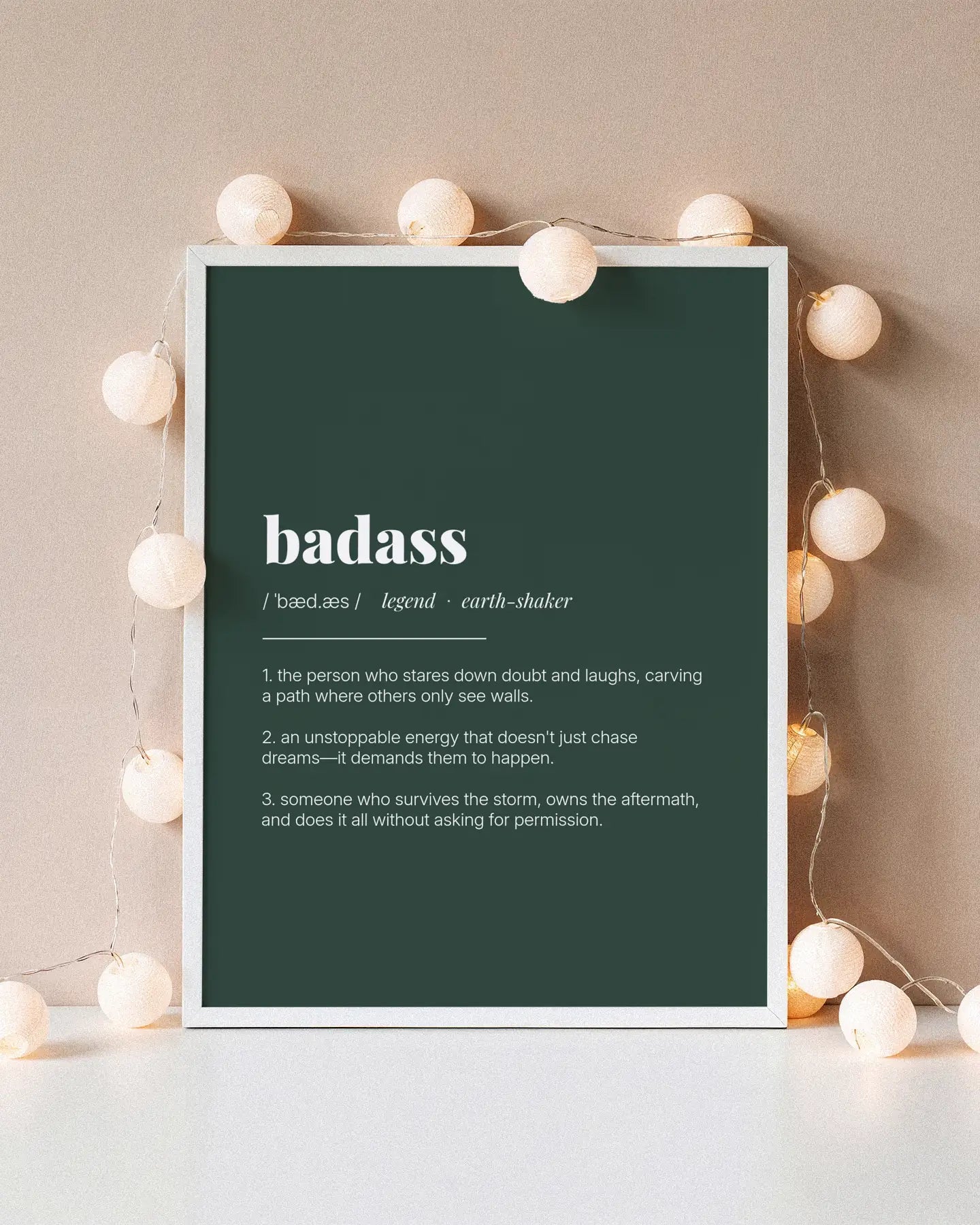 Definition Poster of Badass on Emerald background
