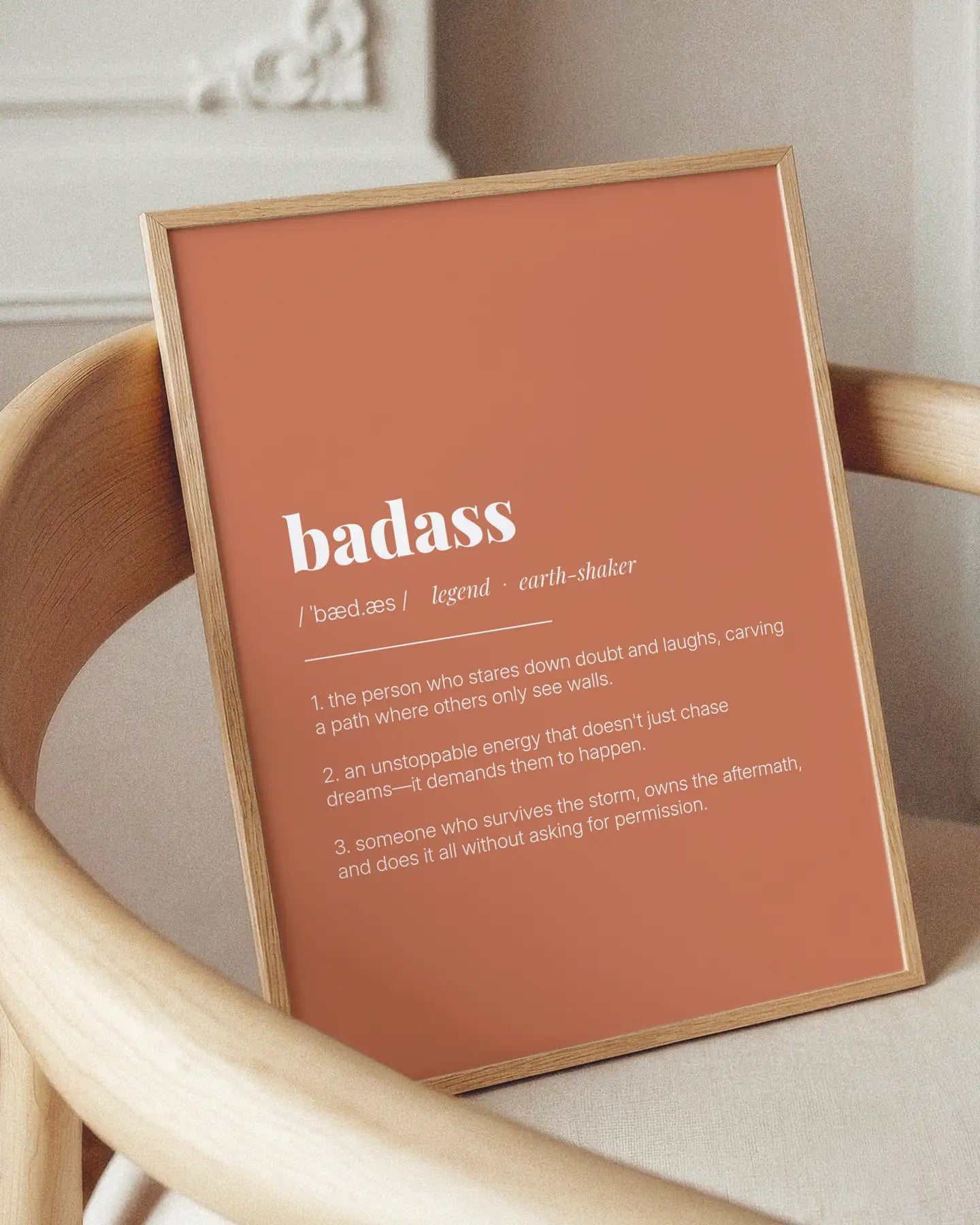 Definition Poster of Badass on Terracotta background