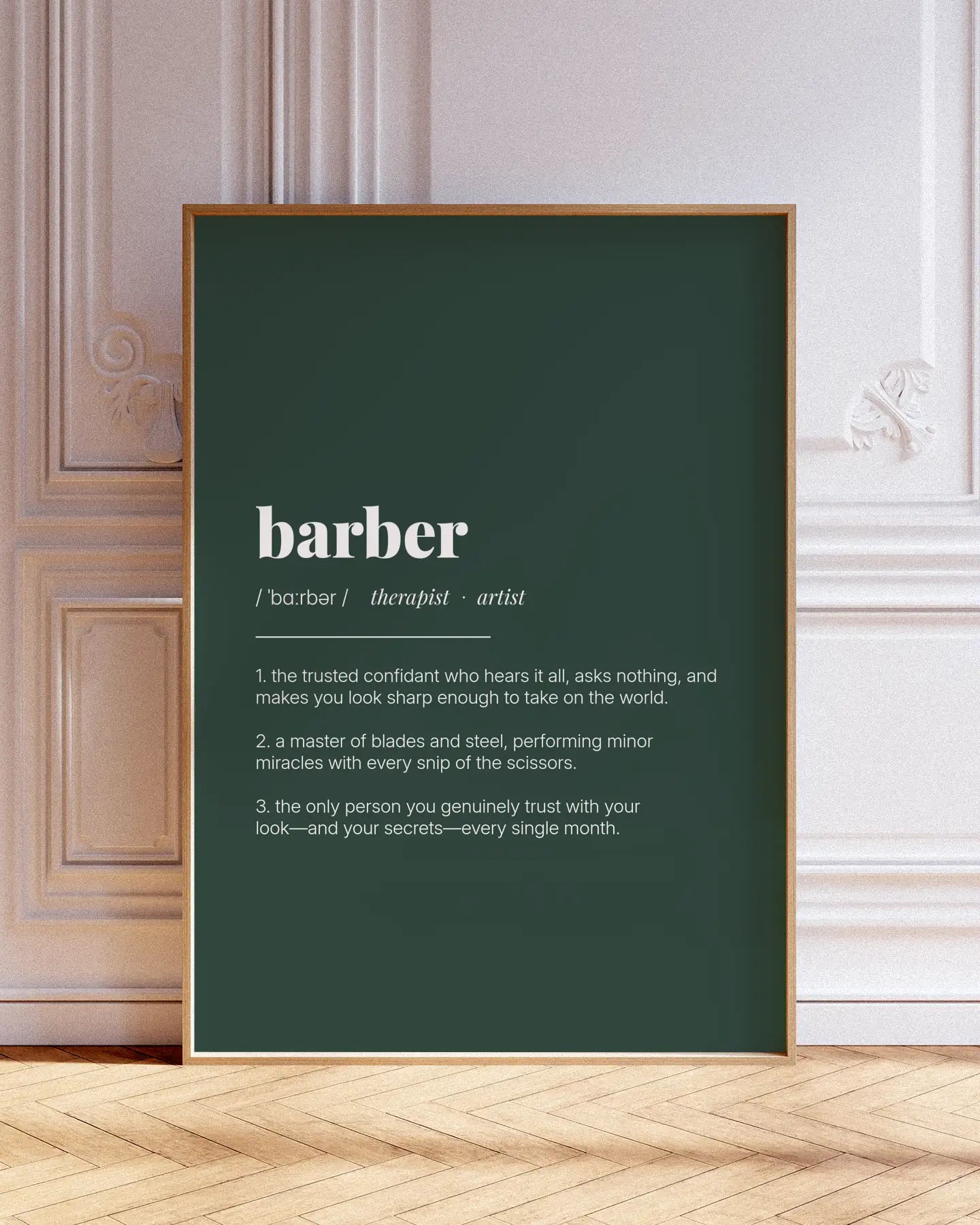 Definition Poster of Barber on Emerald background