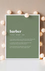 Definition Poster of Barber on Sage Green background