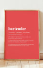 Definition Poster of Bartender on Strawberry background