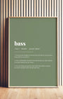 Definition Poster of Bass on Sage Green background